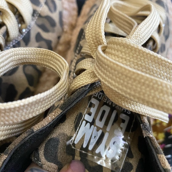 Leopard and faux fur platform lace up sneakers - Picture 5 of 9